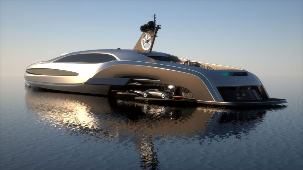 yacht gris futuriste